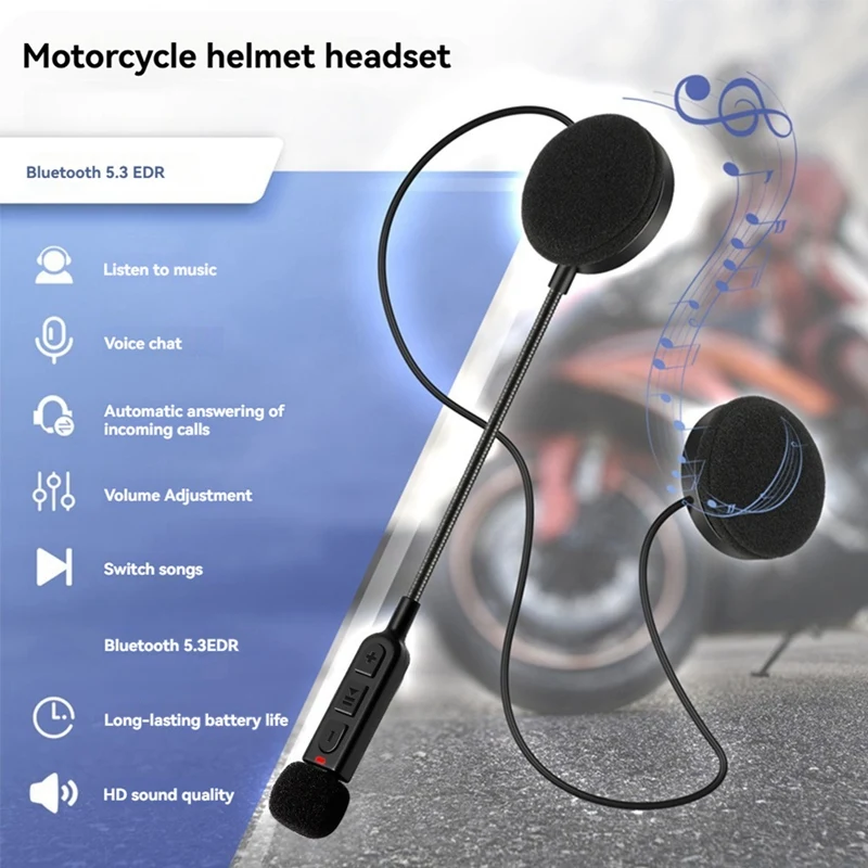 Motorcycle Helmet Headset Bluetooth 5.3 Wireless Stereo Earphone Handsfree Calls MP3 Music Player For Riding