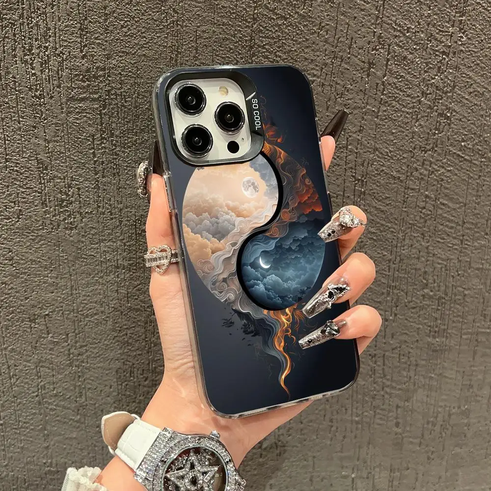 

Circular landscape case for iPhone 16 15 14 13 12 11 Pro/ Max/Plus shock-proof rear cover anti-fingerprint
