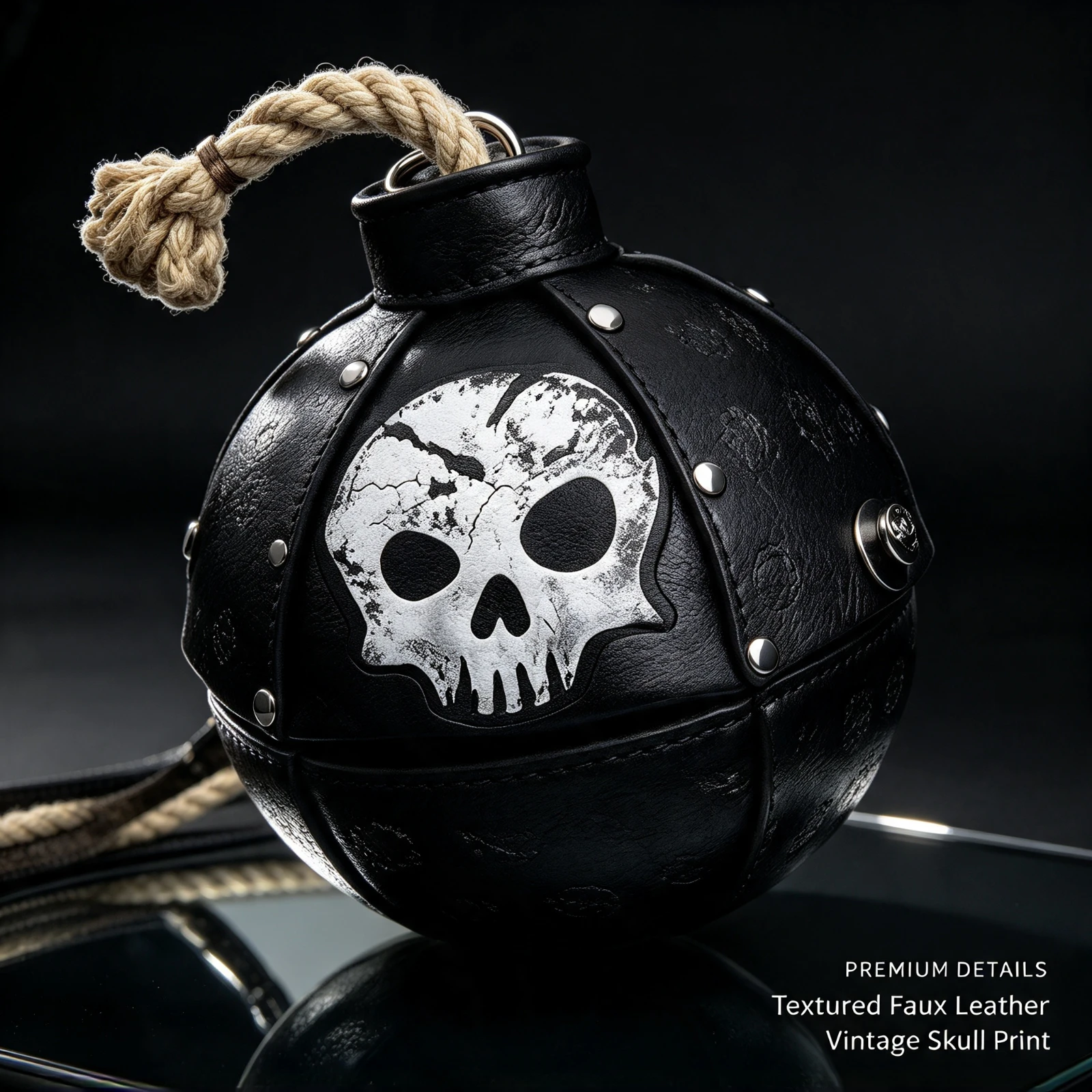 Vintage Pirate Bombs Shape Crossbody Bag Skull Print Leather Shoulder Purse Gothic Handbag Halloween Party Costume Accessories