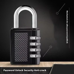 4 Digit Zinc Alloy Combination Lock Padlock Luggage Anti-theft Weatherproof Security Outdoor Gym Safely Code Door Lock Black