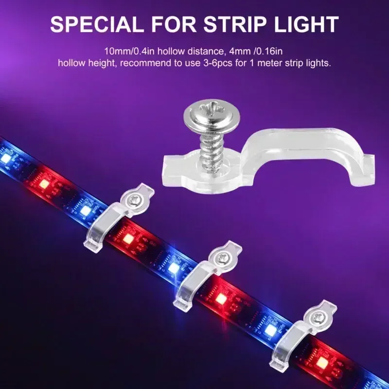 50/100 PCS Fixator LED Strip Fixing Clips Light Holder With Screws Fixing Mounted Clip For 5050 LED Strip Light Bar Cable Clamps