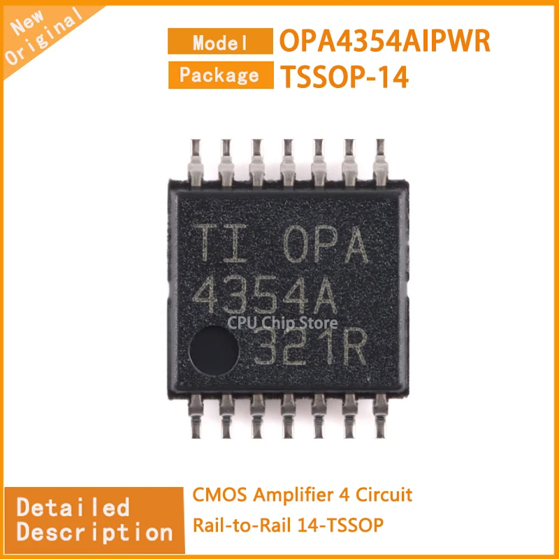 5Pcs/Lot  New Original  OPA4354AIPWR  OPA4354  CMOS Amplifier 4 Circuit Rail-to-Rail 14-TSSOP