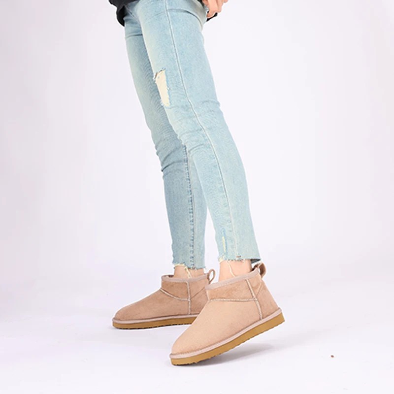 Evshine Winter-Pelz-Schneestiefel für Damen, rutschfest, mit Plüsch gefüttert, Wildlederstiefel, warme, flauschige Hausschuhe, klassische Schneestiefel – Detail 15