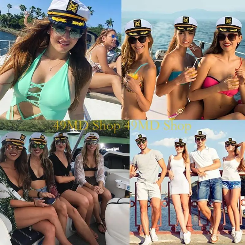 49MD 선원 모자 해군 해양 모자 요트 선장 모자 선장 선장 선장 의상 남자 선원 캡 비니 해병 해양 제독 모자 모자 형식