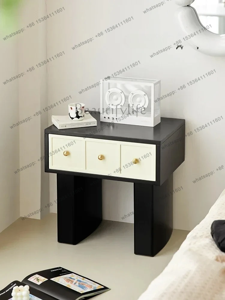 

Cream wind bedside table light luxury high-end household bedroom storage cabinet modern simple creative side cabinet