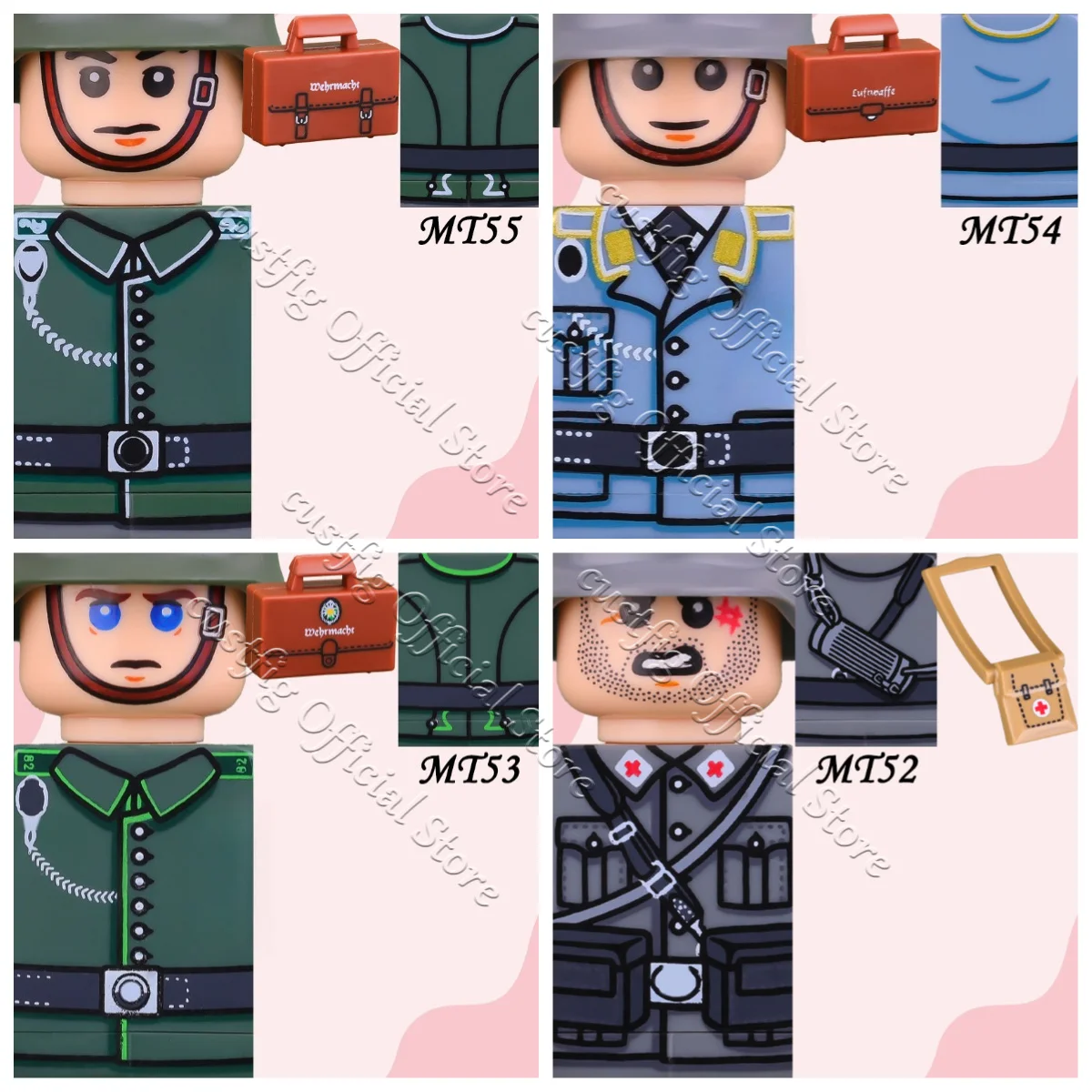 MOC Militär Armee Soldaten Figuren Zubehör Bausteine Infanterie Deutsche Preußische Tarnfarben Krieger Gewehr Bausteine Jungen Spielzeug Geschenk