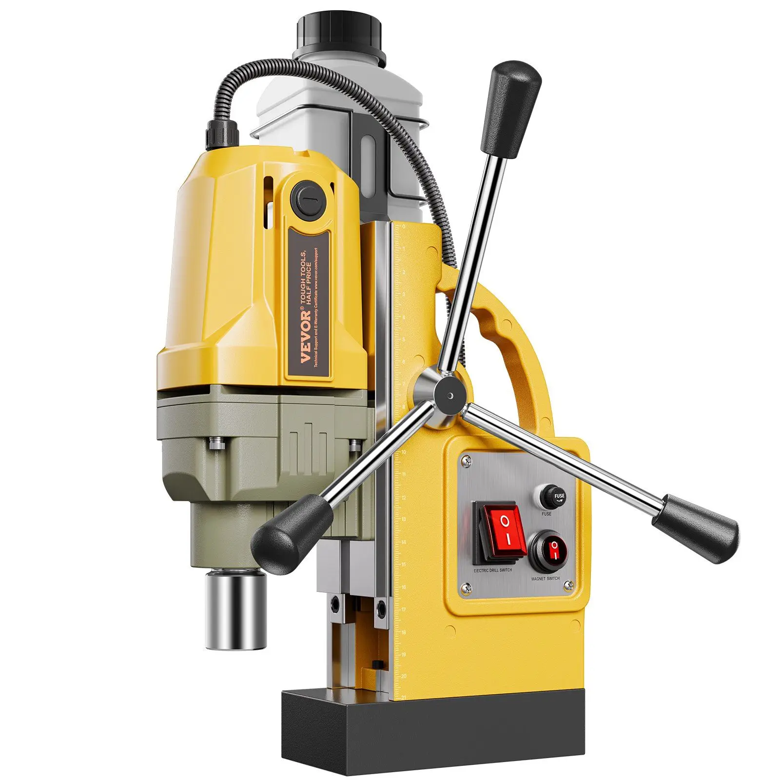 Furadeira Elétrica Portátil de 1400W, Diâmetro de Perfuração de 1.6, 800 RPM de Velocidade em Vazio, Potência de Perfuração de 2810 Lbf