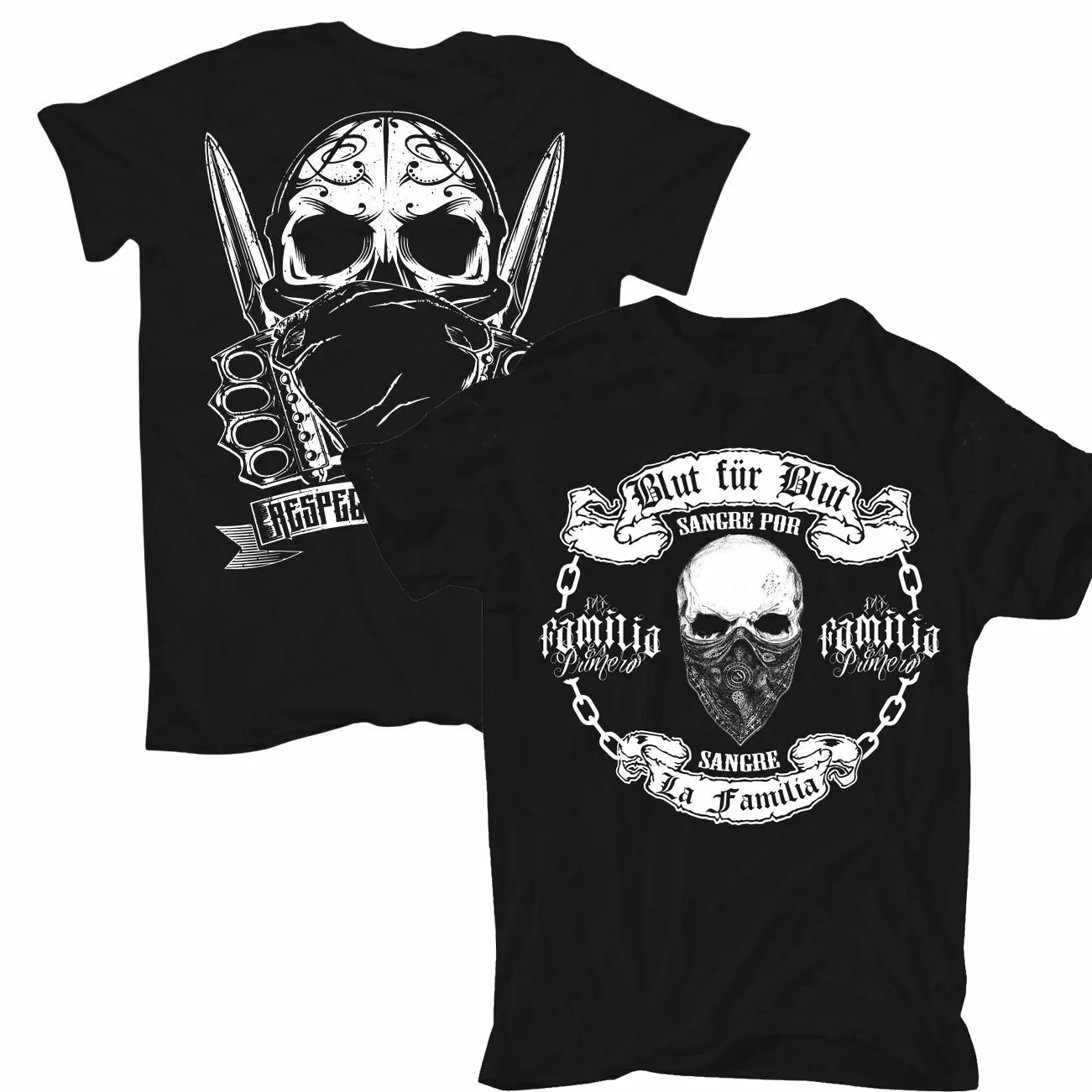 Blood for Blood. Respecte Loyalty Gang Skull T Shirt. New 100% Cotton Short Sleeve O-Neck Casual T-shirt Harajuku Streetwear