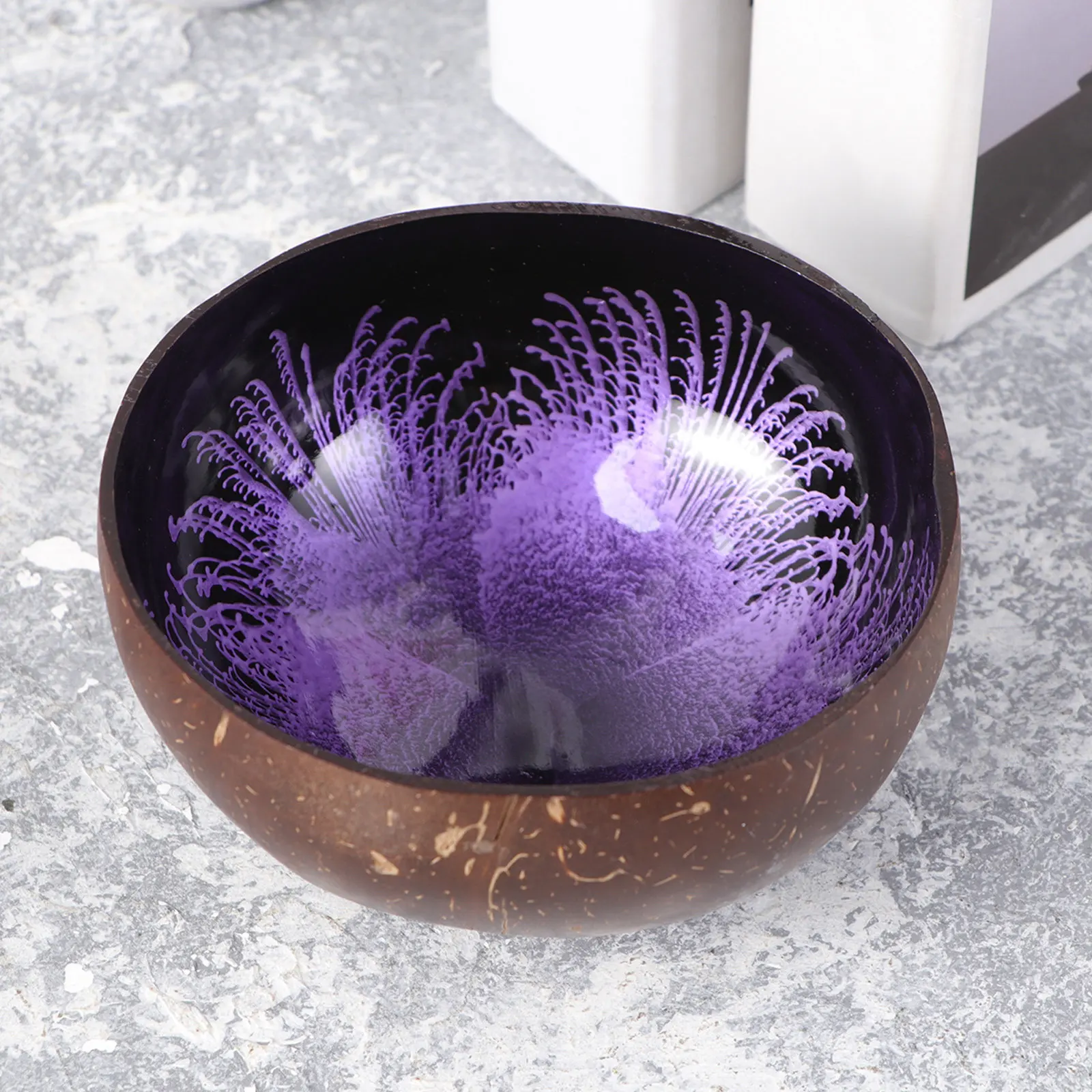 Natural Coconut Shell Bowls 2Pcs Decorative Candy Nut Snack Storage Holders for Home Office Desktop