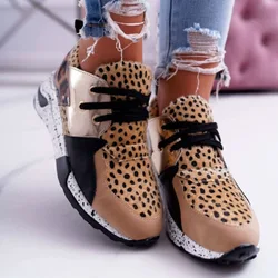 2020 nuove scarpe Casual da donna sneakers da donna traspiranti sneakers in pelliccia sintetica con stampa leopardata scarpe sportive con plateau stringate da donna