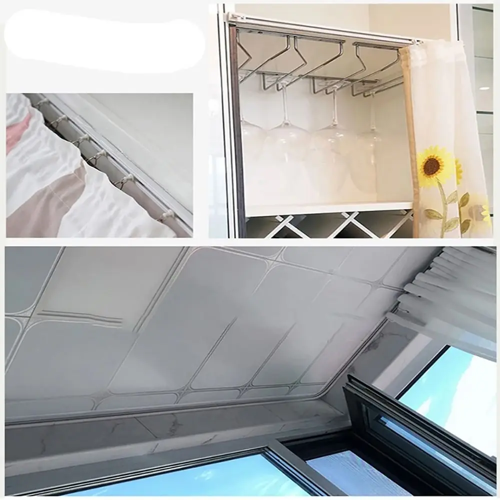 Top Mounted Self Adhesive Curtain Sliding Track Side Mounted Without Punching Curtain Rail Self-adhesive Slide Rail