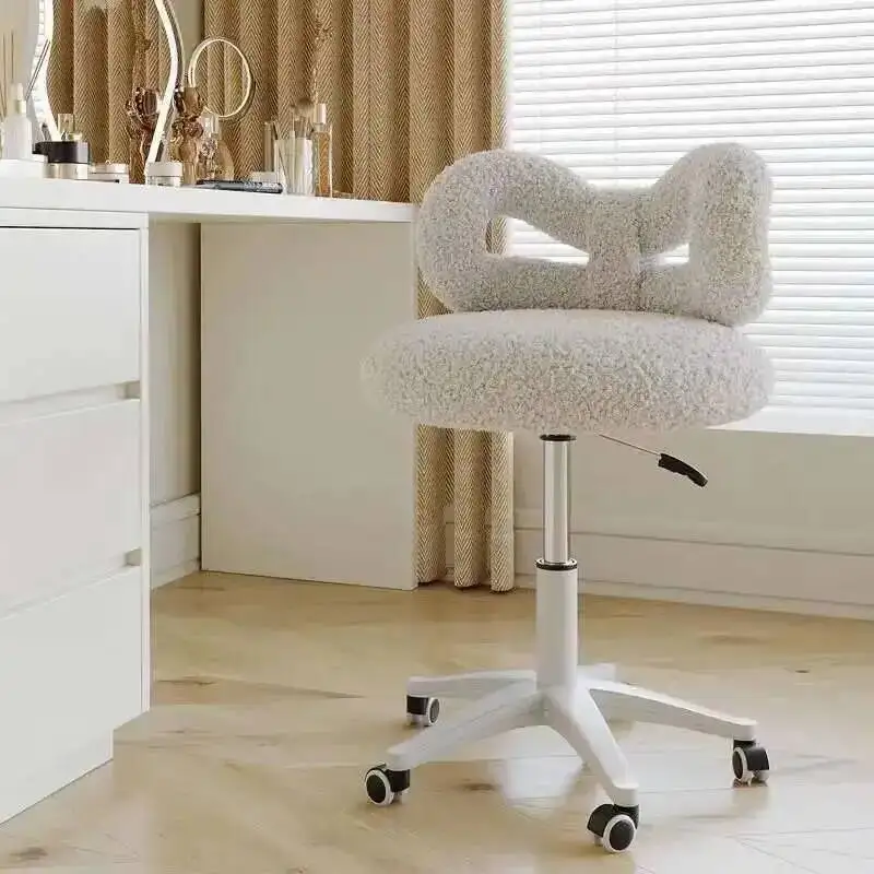 

Bow Adjustable Vanity Stool - Nordic Luxury Velvet Swivel Chair for Girls’ Bedroom