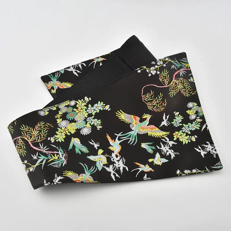 Chinese Style Embroidered Printed Waistband,Women's Version Cinched Waist Belt,Woman Fashion Decoration Dress Coat Wide Belts