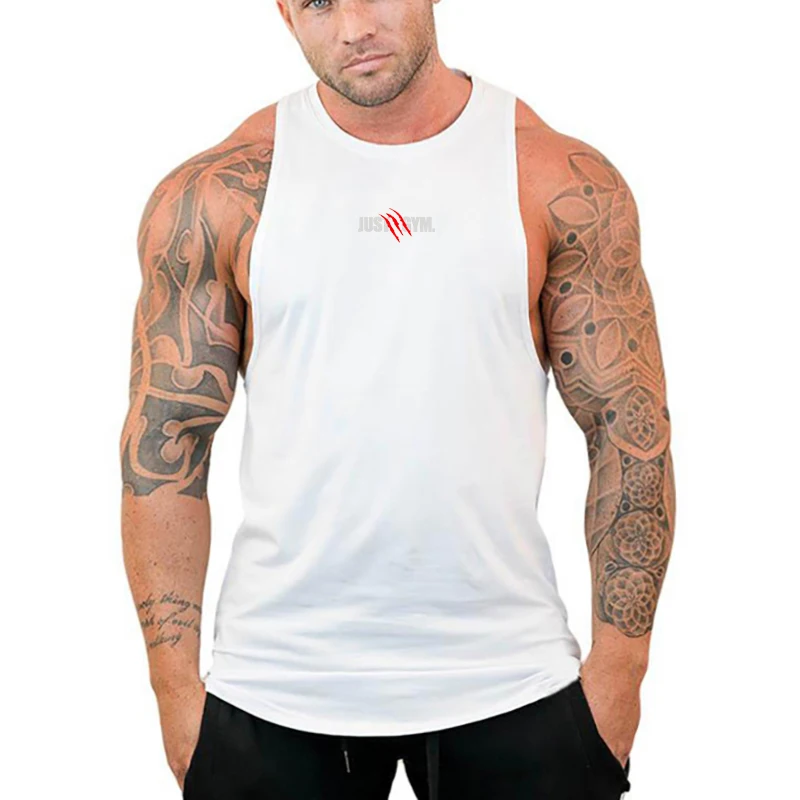 Mens Running Vest Cotton Summer Breathable Sweat Absorbent Loose Fit Gym Workout Stretching Fitness Weightlifting Training Shirt
