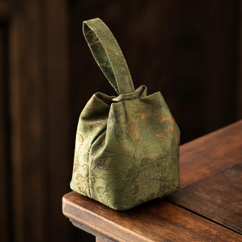 Chinese Style Teacup Drawstring Cloth Pouch Print Breakage-proof Teaware Storage Bag Multifunctional Portable Small Item Pouch