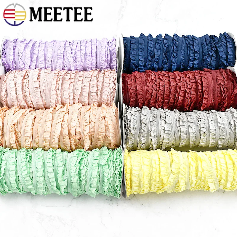 

20/45Meters 15mm Ruffle Elastic Rope Hairband Lace Trim Rubber Band Clothes Dress Decor Stretch Ribbon Crafts Sewing Accessories