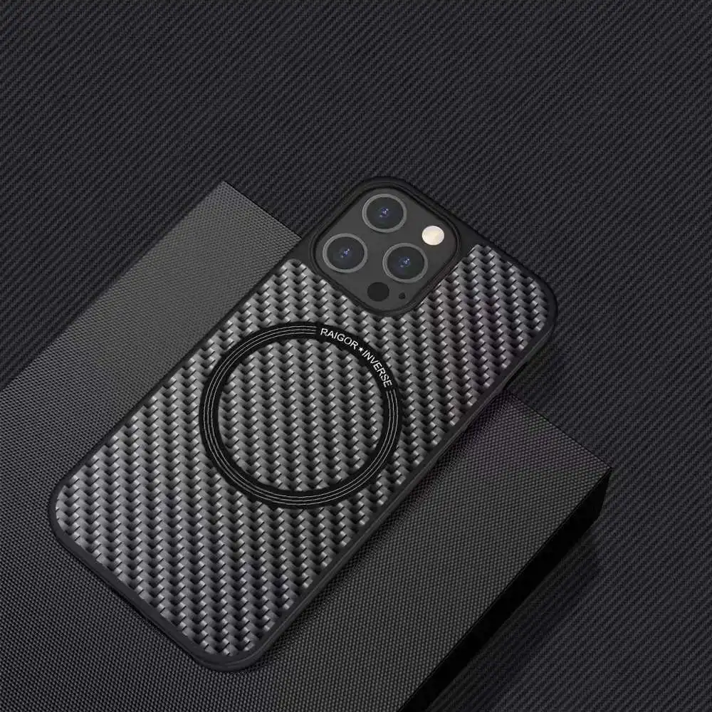 Magnetic Real Matte Carbon Fiber Soft TPU Phone Case for iPhone 13 Pro iPhone 13 Pro Max Shell MagSafe Wireless Charging