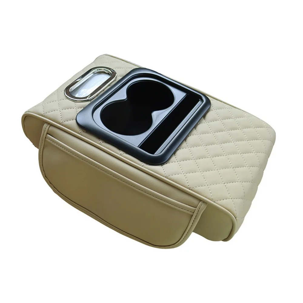 Elbow Support Car Arm Rest Cushion with Cup Holder Tissue Box Car Center Console Mat Easy To Install Phone Slot