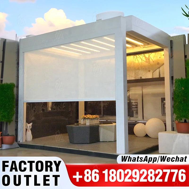 

Outdoor Modern Pergola Motorised Aluminium Bioclimatic Louvr Gazebo Aluminum Covered Louver