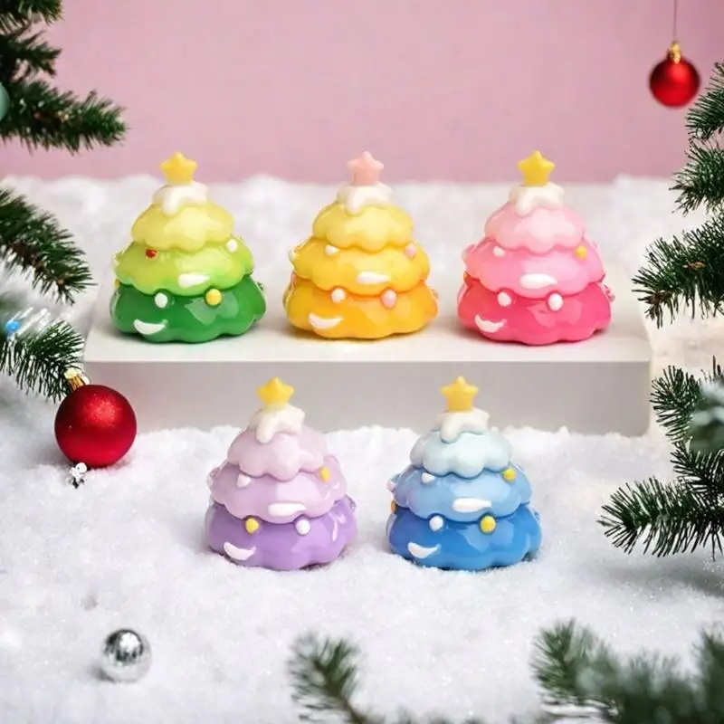 5 stks Mini Kleurverloop Kerstboom Taart Voedsel Speelcrème Lijm DIY Hars Widgets Kerst Scène Decoratie