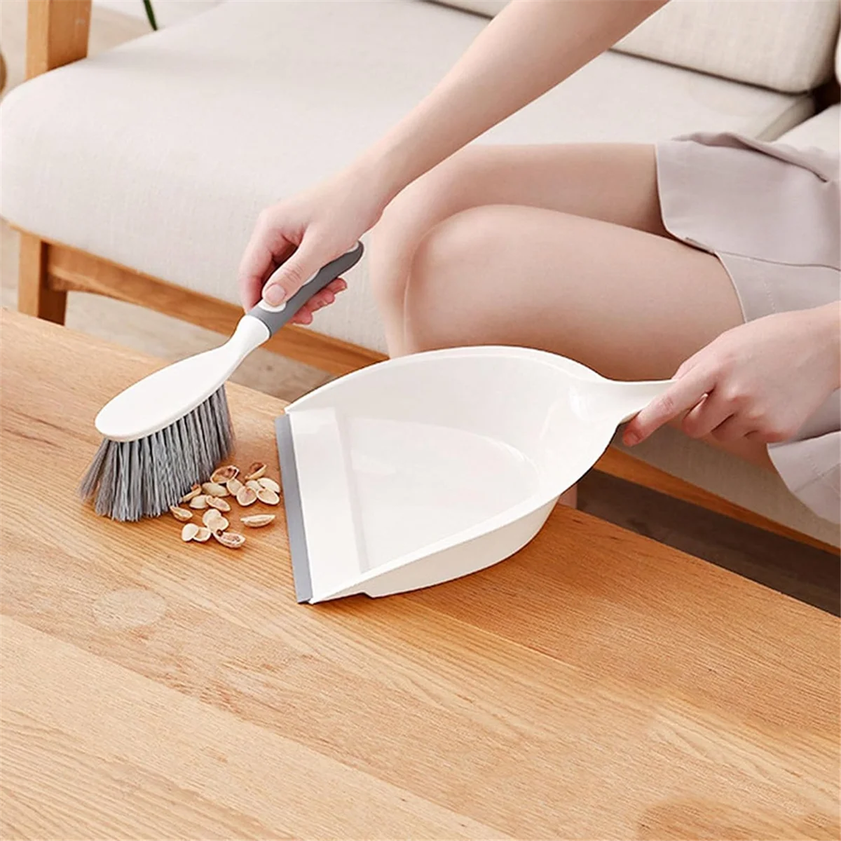 

A46T Dust Pan and Brush Set with Handle - Portable Hand Broom and Dustpan Set Combo - Small Broom and Dustpan Set Indoor