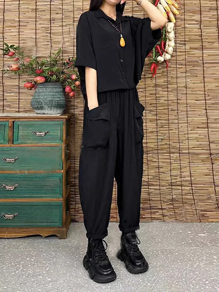 Green Five-Quarter Sleeve Shirt And Slim Fit Capri Pants Set Women's Summer Fashion Slimming Two-Piece Suit by Ai  Yun view 3