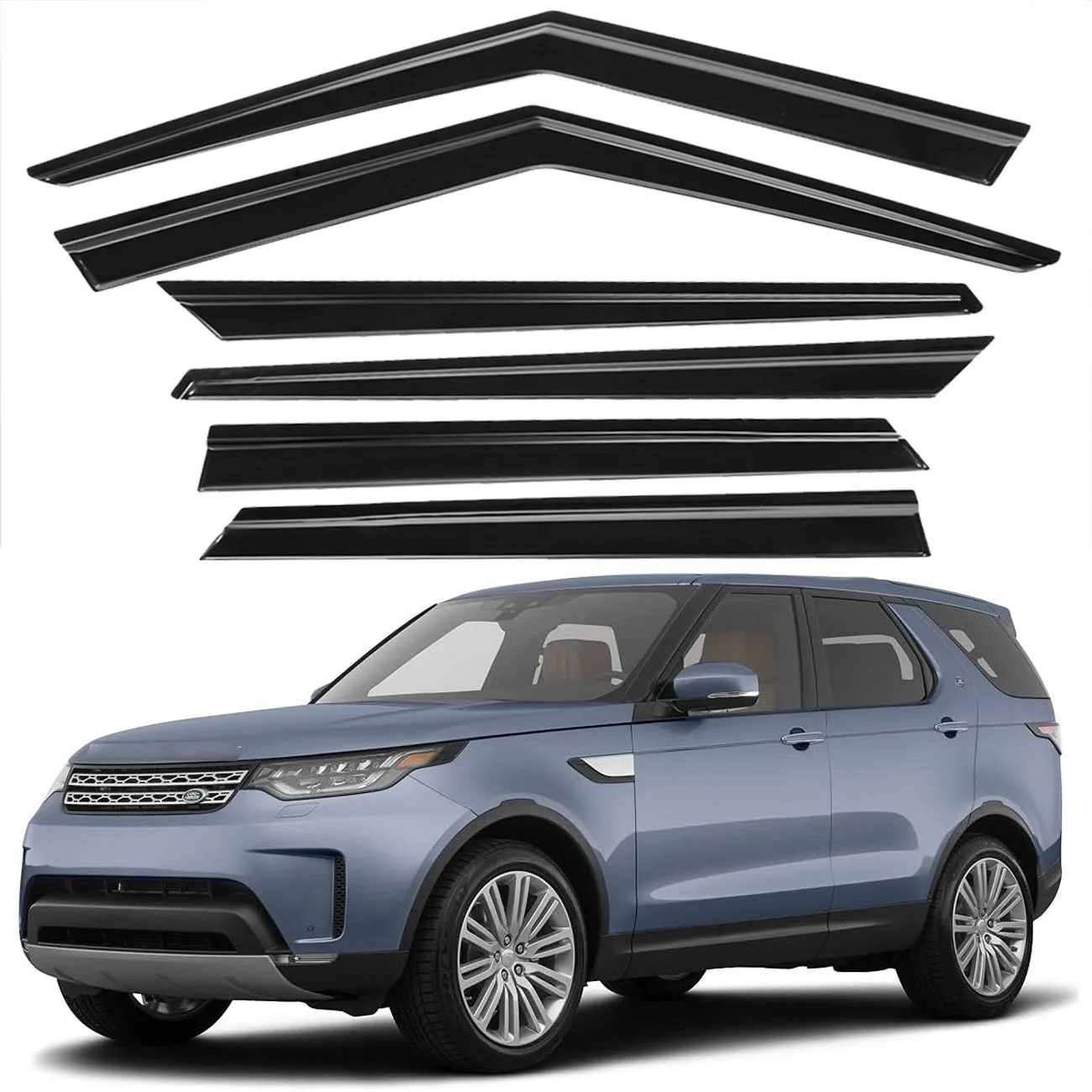 

Для Land Rover Discovery 5 2017-2024: Дефлекторы окон (ветровики) от солнца и дождя, 6 шт.