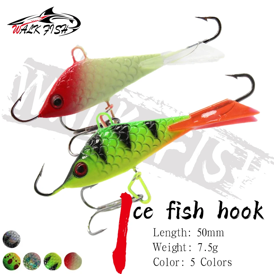 WALK FISH 1 Stücke 50mm 7,5g Eis Angelhaken Flache Balance Köder Metallköder Mini Blei Fischköder Spaziergang Fisch Winter Karpfen Weißäugiger Hecht