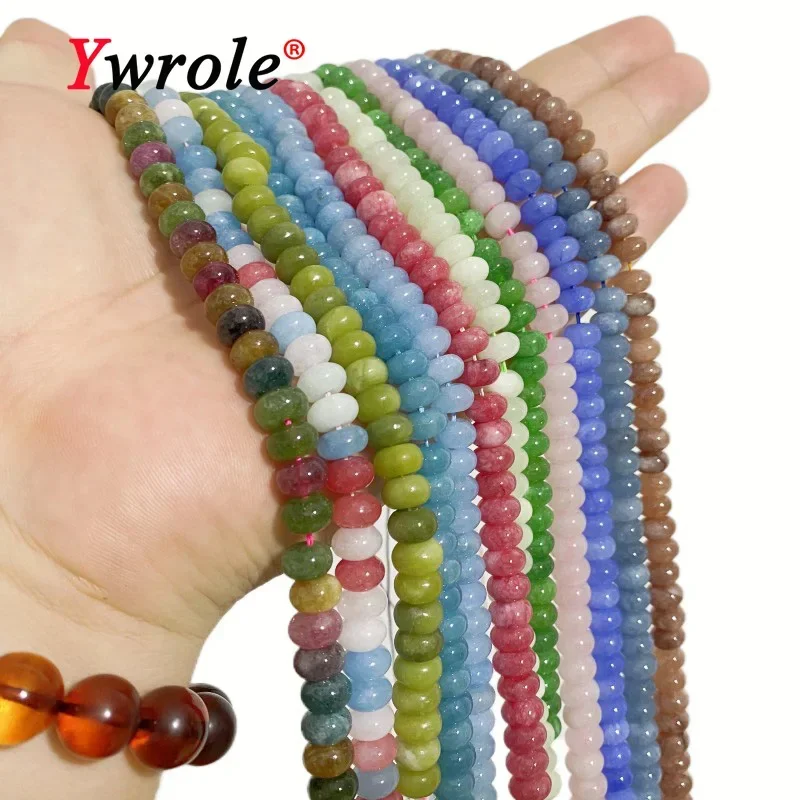 5x8MM Abacus Chalcedony Tourmaline Angelite Jade Natural Stone Flat Round Spacer Beads for Jewelry Make Diy Bracelet Earrings