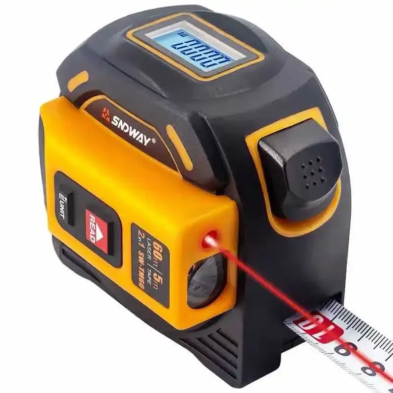 Latest SNDWAY Laser Distance Measuring Tape 40M 60M Digital Tape Measure 2-in-1 Laser Distance Meter Trena Range Finder Construc
