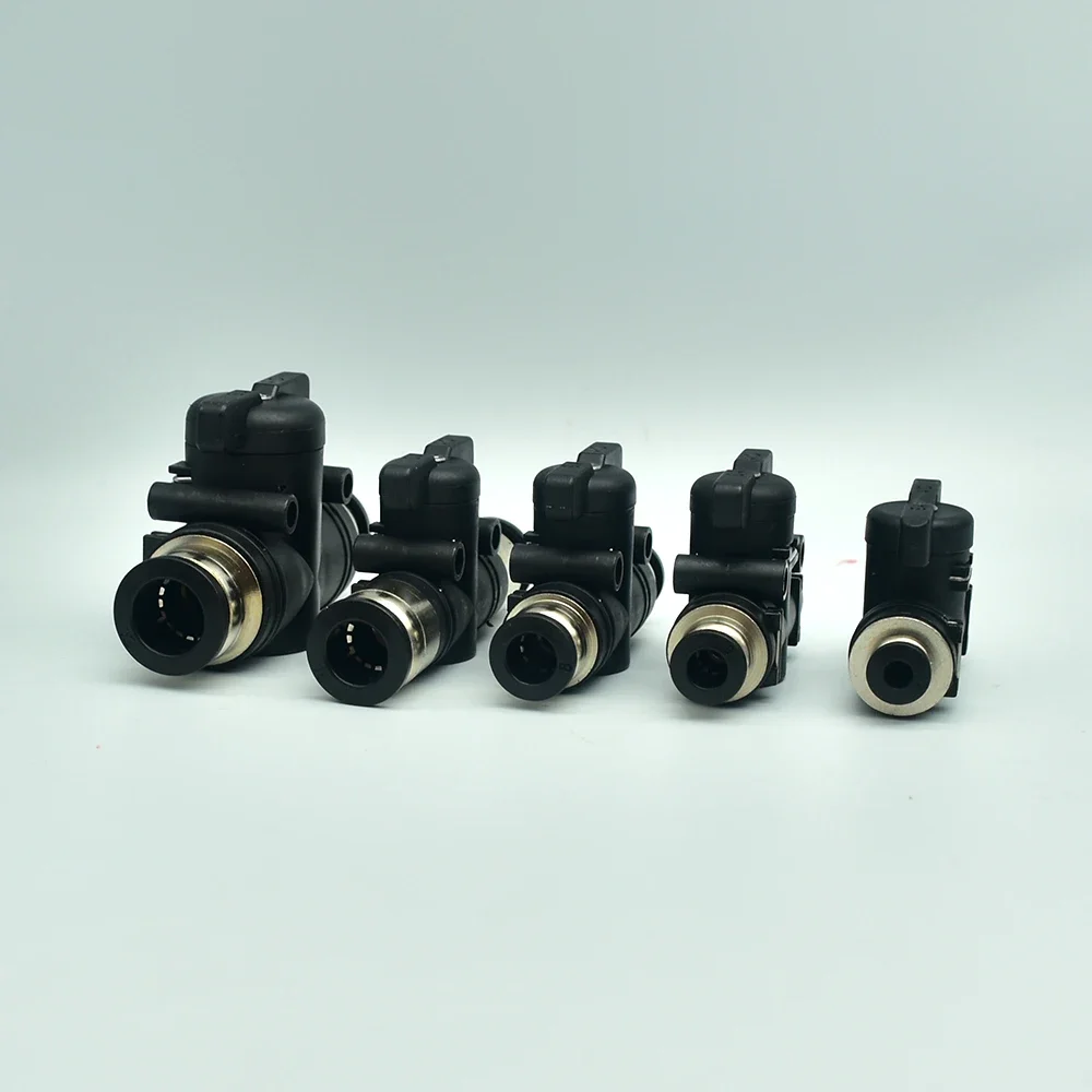 BUC Black 4mm 6mm 8mm 10mm 12mm Pneumatic Push-In Quick Joint Fittings Manual Ball Valve Hand Turn Switch Connector