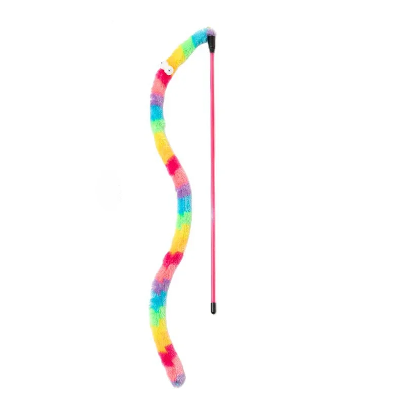 

Cat Toy Caterpillar Cat Teaser Wand Cat Interactive Toys Funny Feather Colorful Rod Teaser Wand Pet Cat Supplies Cat Accessory