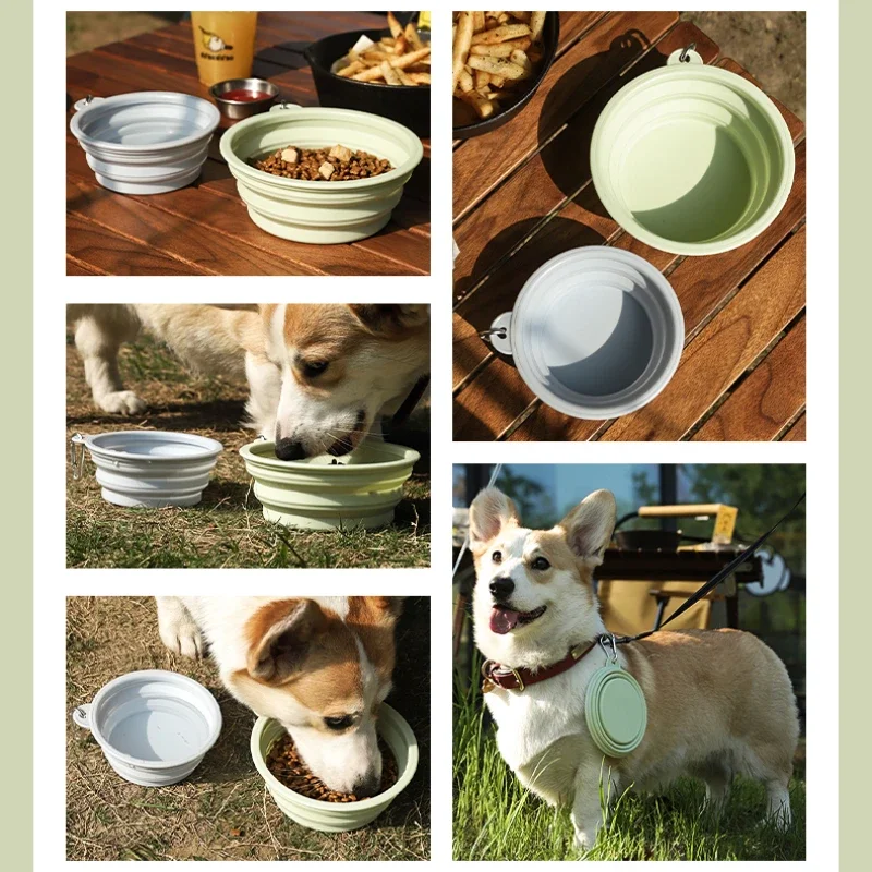 Dog Pet Folding Silicone Bowl Outdoor Travel Foldable Portable Cat Food Water Container Feeding Tray Bowl Dog Bowls Pet Supplies