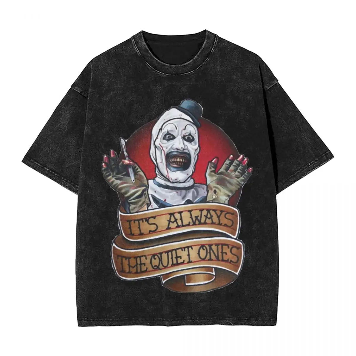 Terrifier T-Shirt Summer It's Always The Quiet Ones Vintage T-Shirts 2024 Cotton Trendy Cool Tee Shirt Men Short Sleeve Top Tees