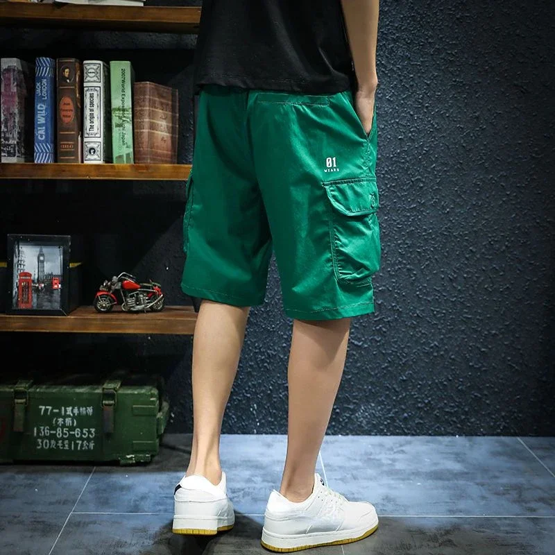 Bermuda Short Pants For Men Green Over Knee Mens Cargo Shorts With Draw String Comfortable Designer Summer Trend Unique Casual