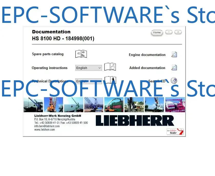 

Liebherr Crane HSG Руководство по эксплуатации Каталог запасных частей Техническая информация DVD