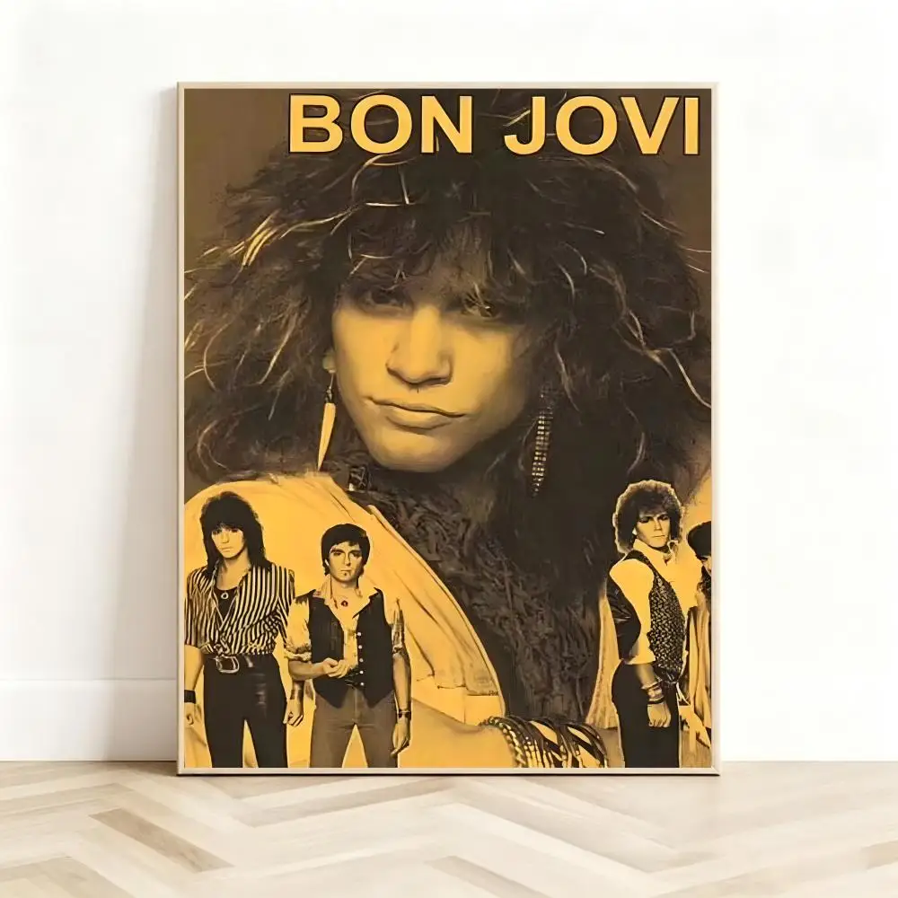 Classic Rocker B-Bon Jovi Poster Classic Self-Adhesive PP Wall Sticker for Living Room Bar Decor Gift