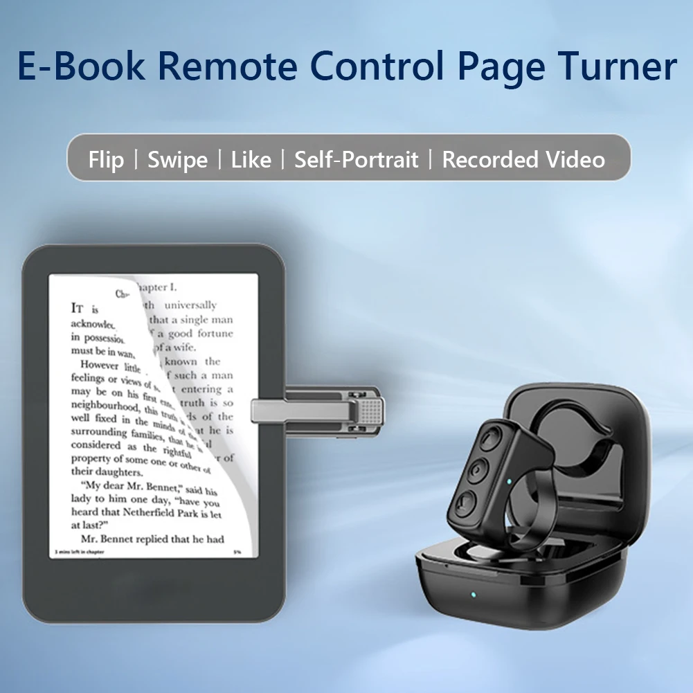 E-Reader Controller Bluetooth-Compatible 5.0 Camera Shutter Page Turner Clicker Remote Ring Clicker for Kindle Paperwhite/Oasis