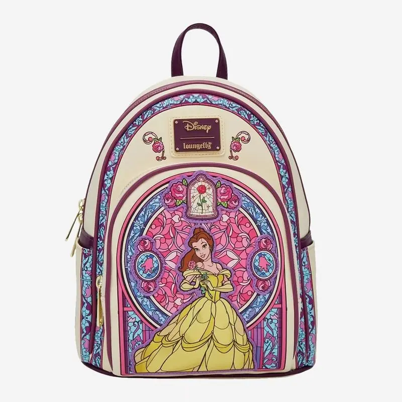 Nuevo Loungefly Disney La Bella y La Bestia Bella vidrieras retrato Mini mochila cartera