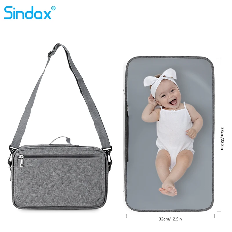 متعددة الوظائف 2 في 1 حقيبة حفاضات مع وسادة تغيير الحفاضات حقيبة كتف مقاومة للماء حقيبة يد محمولة في الهواء الطلق عربة حقيبة التخزين #1