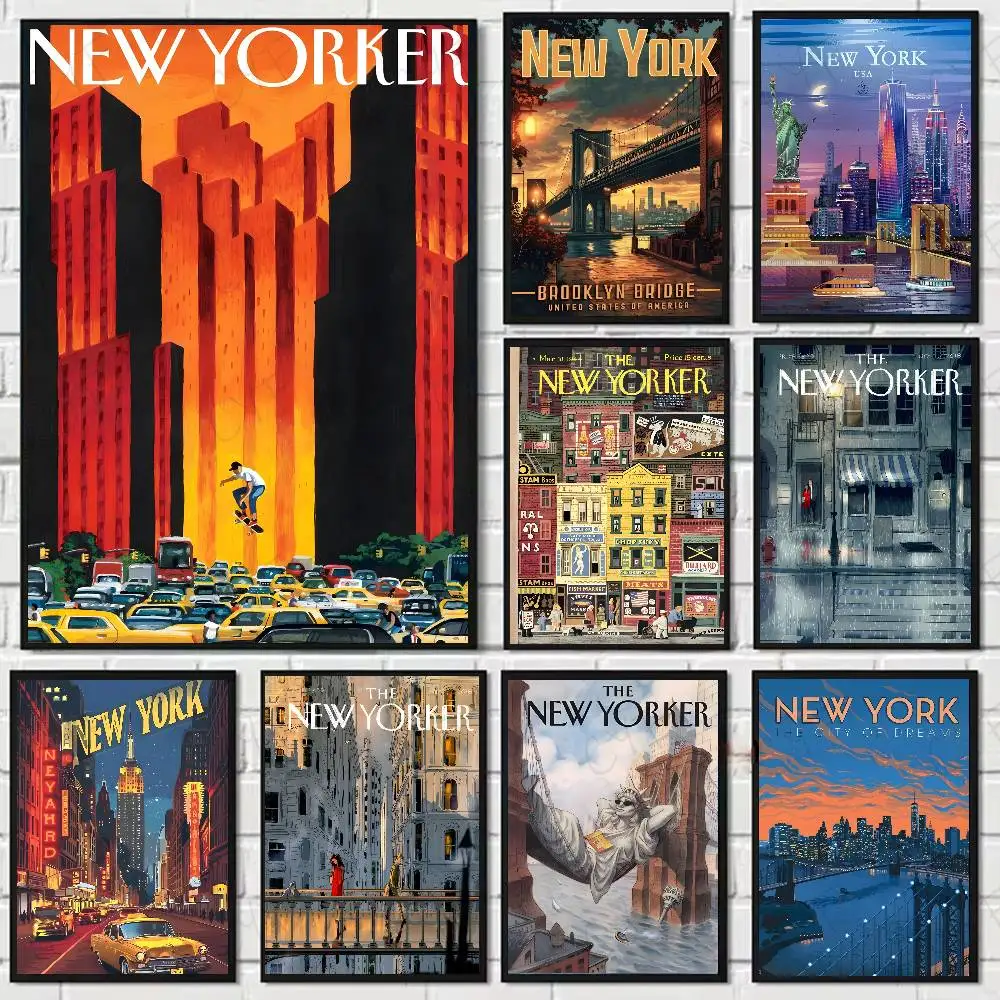 Póster de la revista de Nueva York, arte HD, pared adhesiva, impermeable, decoración estética para el hogar, sala de estar y dormitorio