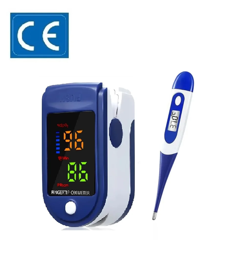 Pulse Oximeter Finger Clip Pulse Thermometer Electronic Soft Head Oral Armpit Temperature Measurement Household Adults Children