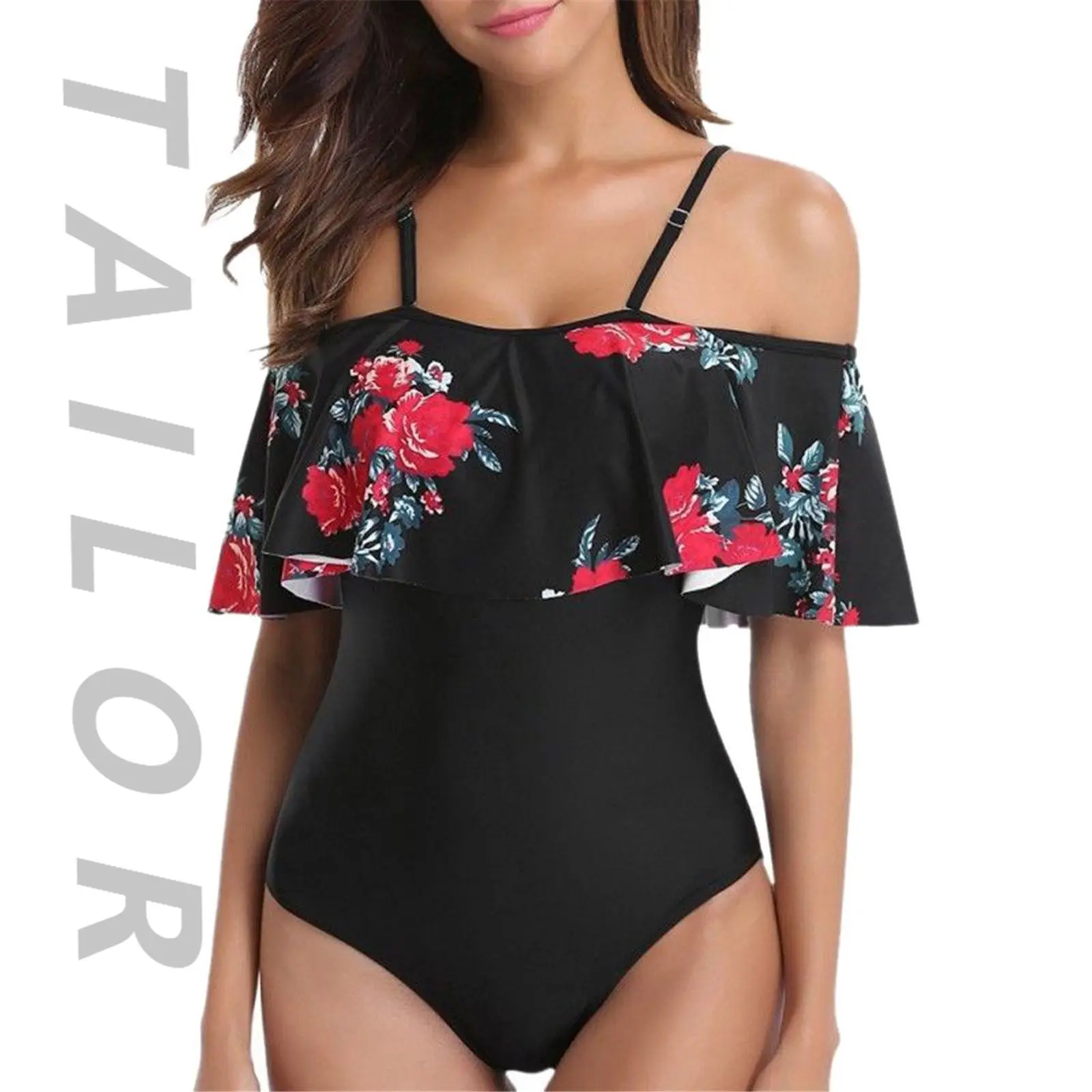 

2025 new swimsuit one-piece lotus leaf flying tube top sexy women's bikini swimsuit