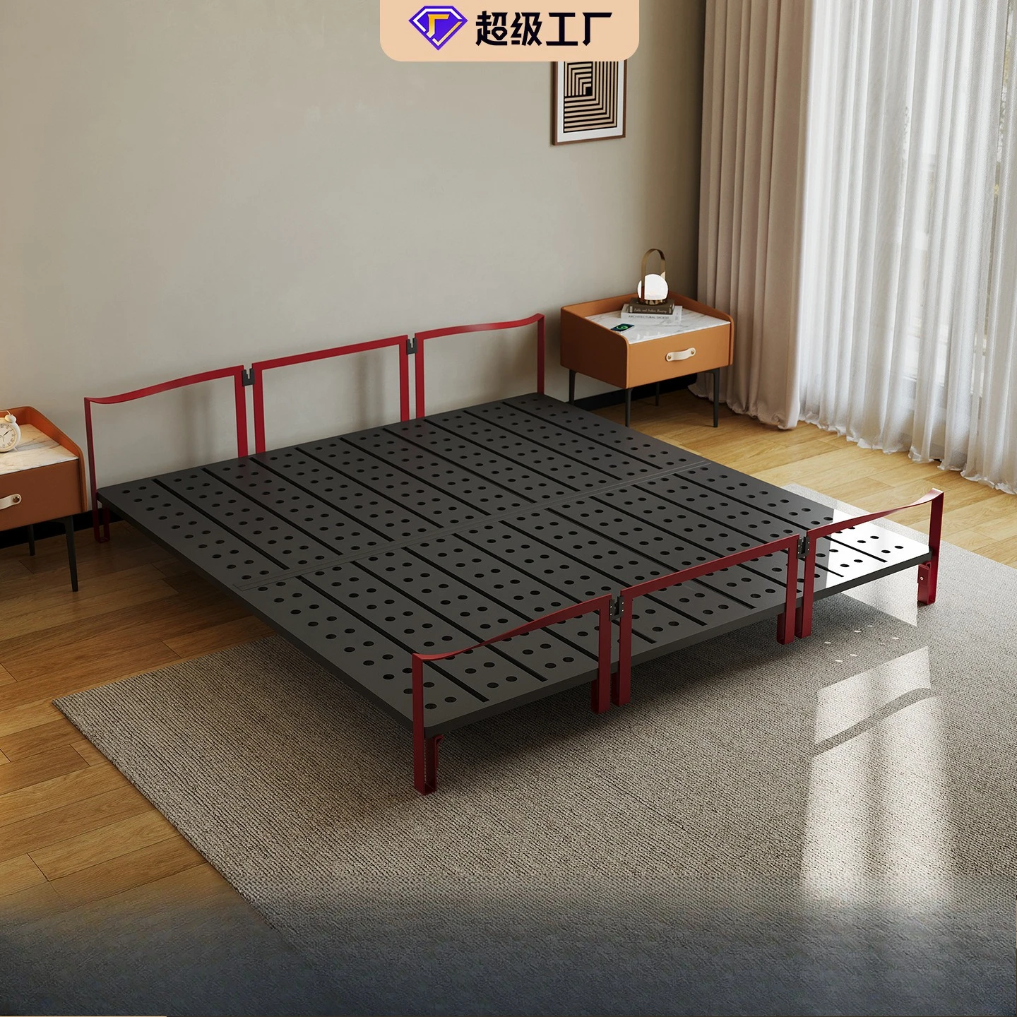 Carbon steel suspended bed small apartment space saving environmental protection bed double