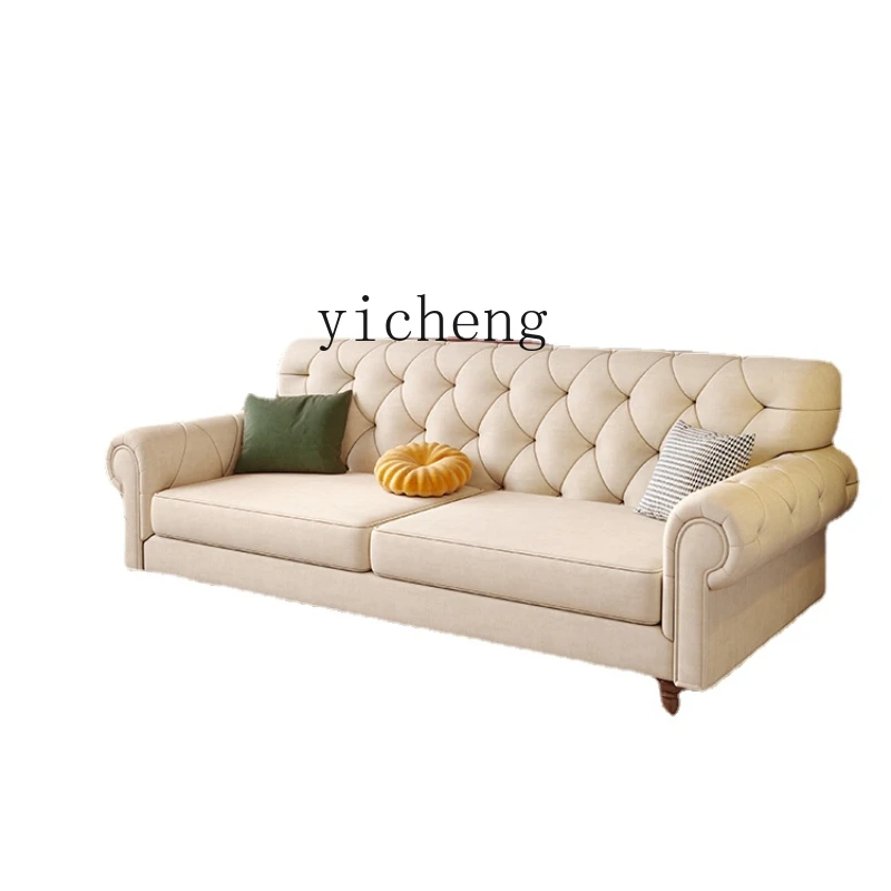 

ZC Fabric Sofa Modern Minimalist Living Room Small Apartment Straight Row 4 People Three-Seat Apartment Wooden Sofa