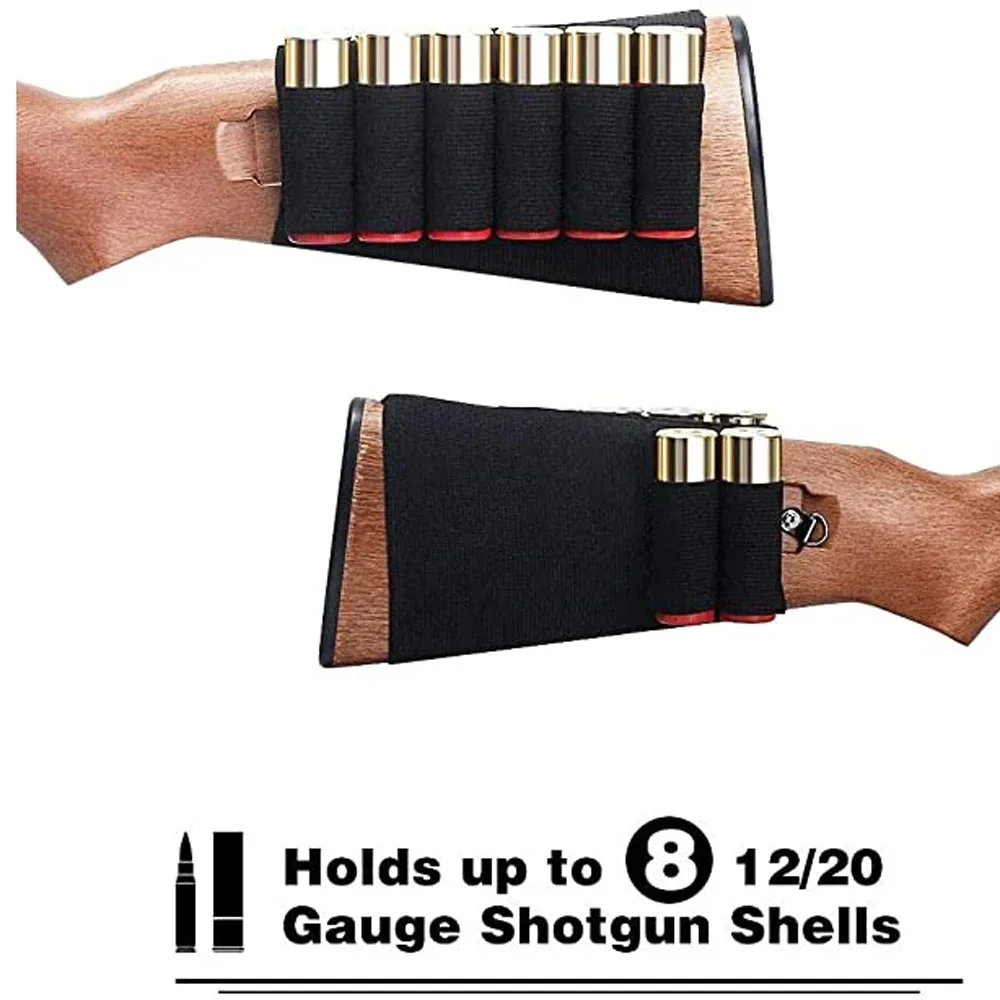 Buttstock táctico de 8 rondas, soporte de carcasa para escopeta, Bandolera, portador de munición de calibre 12/20, accesorios de caza para Rifle Airsoft
