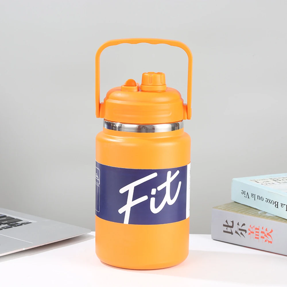 50oz New large capacity insulation bucket, Multi-functional 304 stainless steel thermo jug, Outdoor portable sports kettle, 1.5L