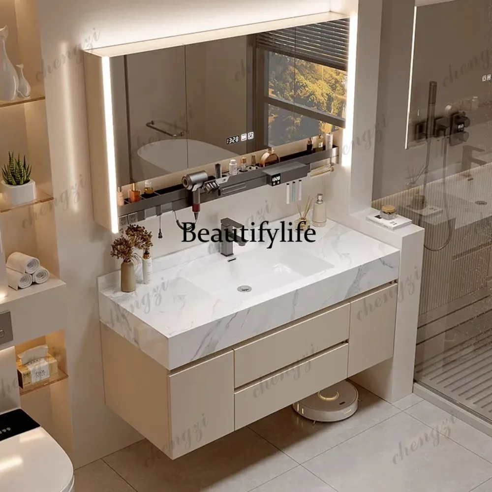 N178 Simple Vanity Bathroom Cabinets Miroir Rock Plate Apartment Toilet Bathroom Wc ​​Plywood Furniture Kasten in De Badkamer