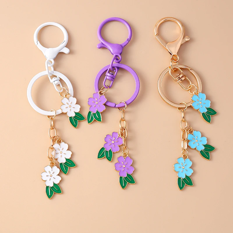 Fashion Flower Keychain for Car Key Holder Women Men Handbag Pendant Keyrings Accessories DIY Jewelry Gifts