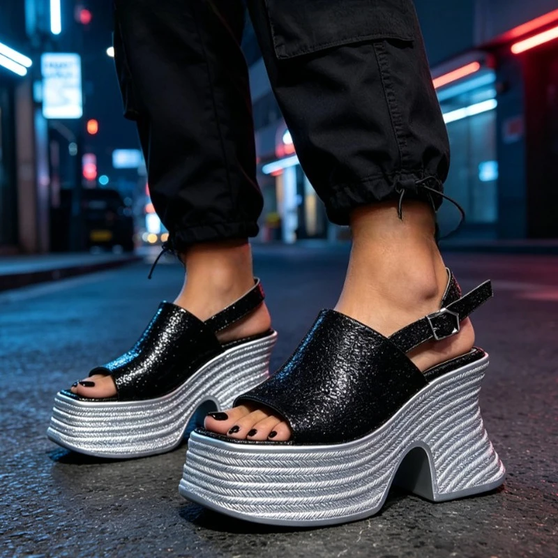 

High Heels Sandals Women's Chunky Designer Shoes Platform Fashion Slippers Dress New Pumps Flip Flops Elegant Mujer De Sandalias
